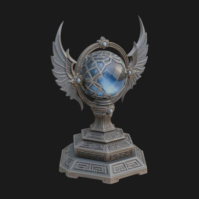 Winged Crystal Orb Stand Model Design 2 3D Print Model