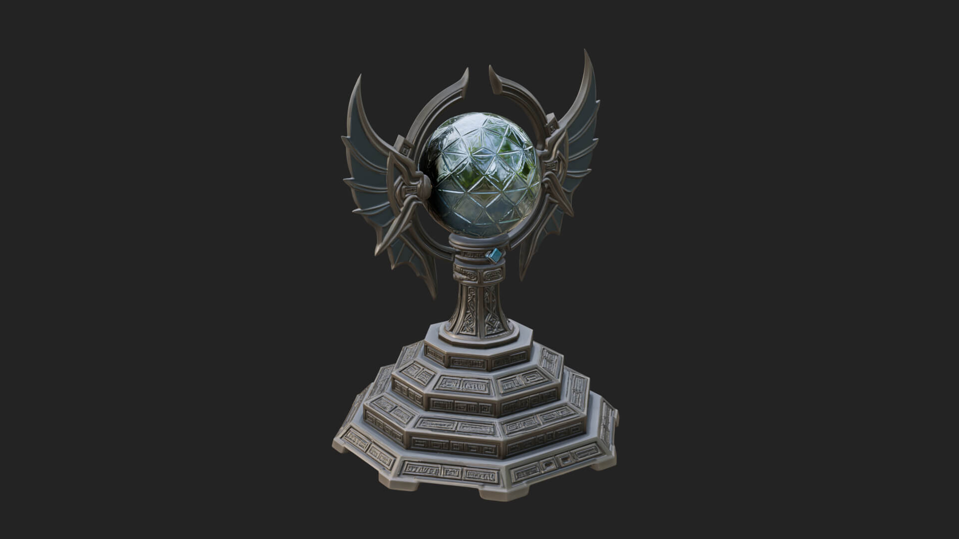 Winged Crystal Orb Stand Model Design 3 3D Print Model 3D Model