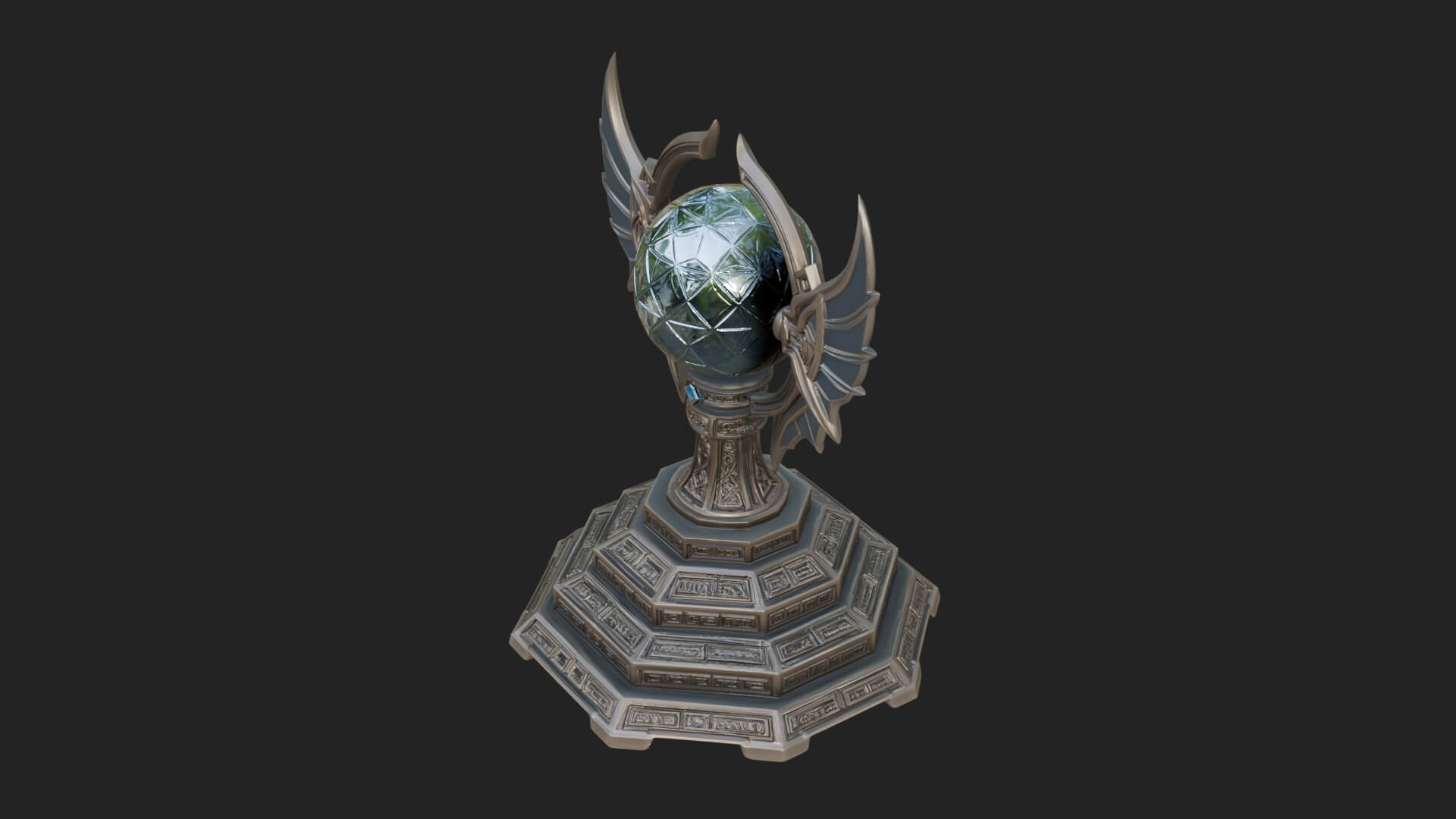 Winged Crystal Orb Stand Model Design 3 3D Print Model 3D Model