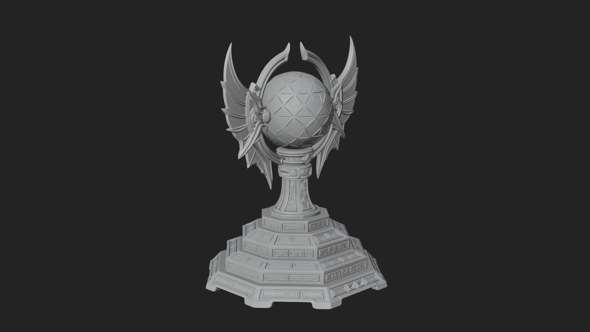 Winged Crystal Orb Stand Model Design 3 3D Print Model 3D Model