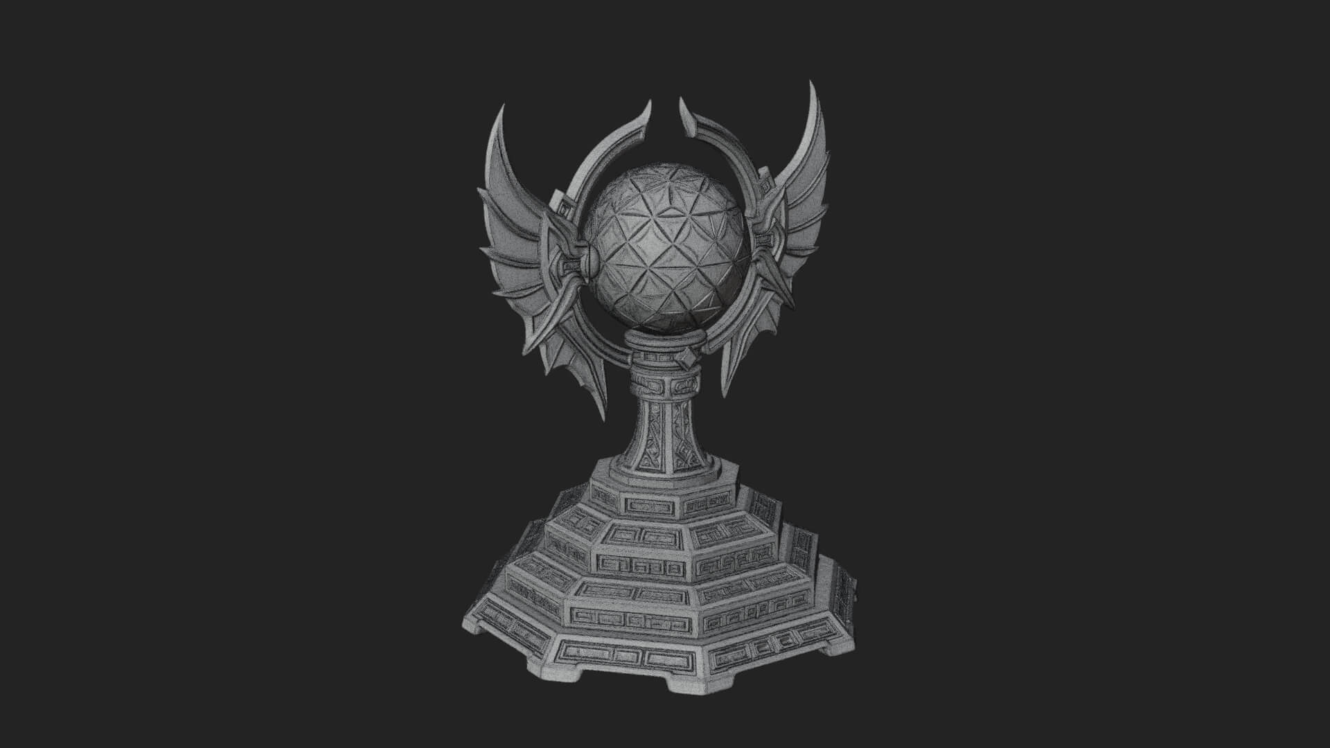 Winged Crystal Orb Stand Model Design 3 3D Print Model 3D Model