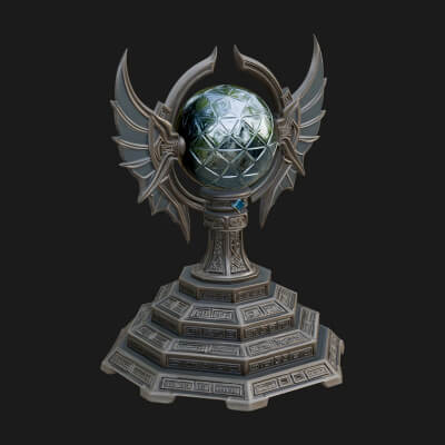 Winged Crystal Orb Stand Model Design 3 3D Print Model