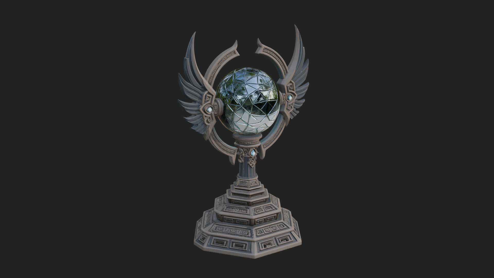 Winged Crystal Orb Stand Model Design 4 3D Print Model 3D Model