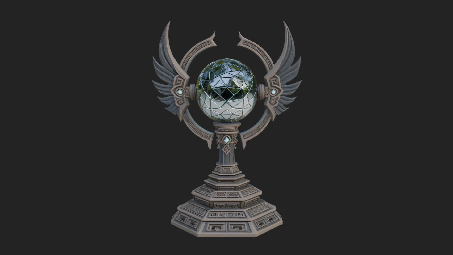 Winged Crystal Orb Stand Model Design 4 3D Print Model 3D Model