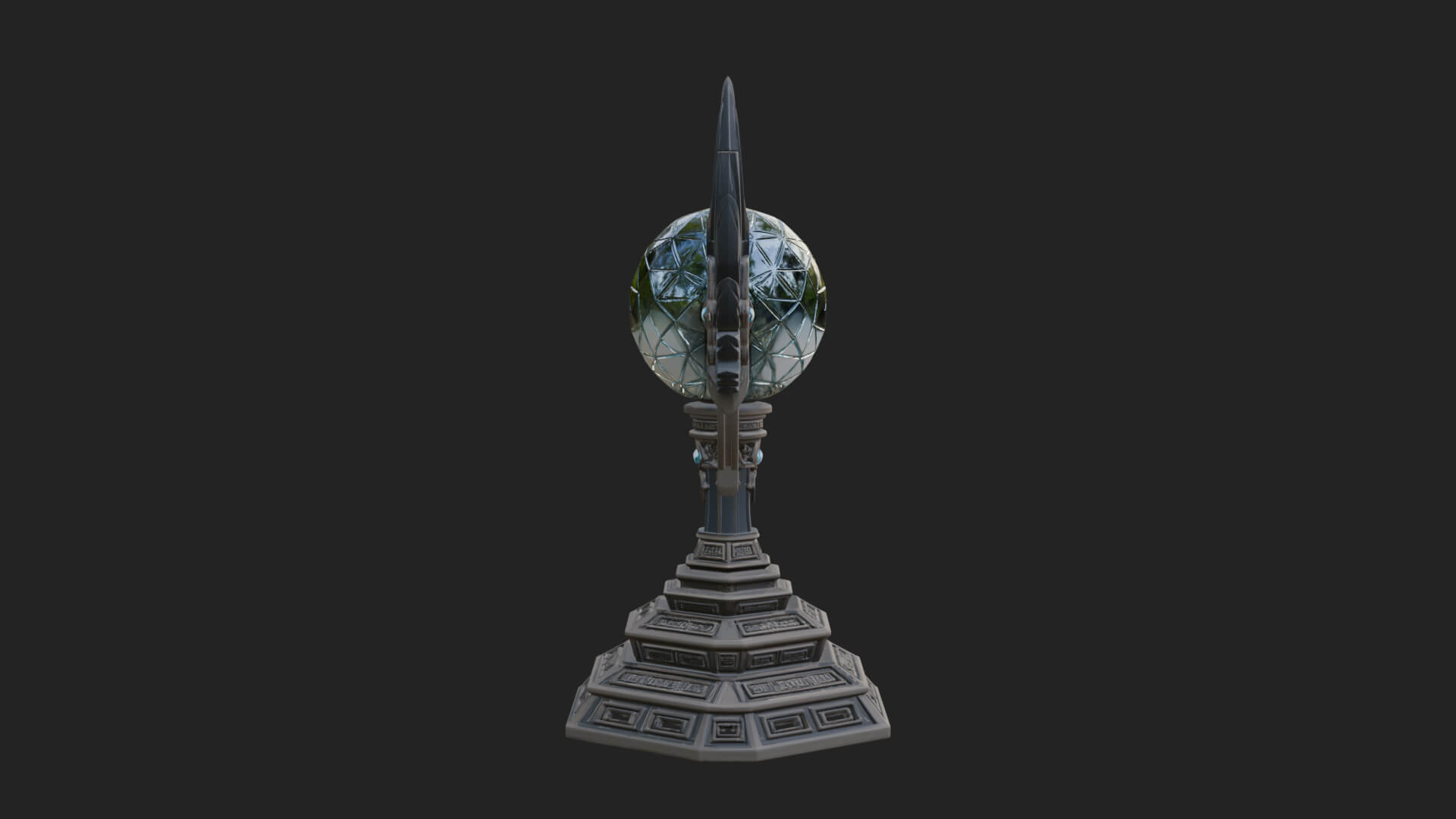 Winged Crystal Orb Stand Model Design 4 3D Print Model 3D Model
