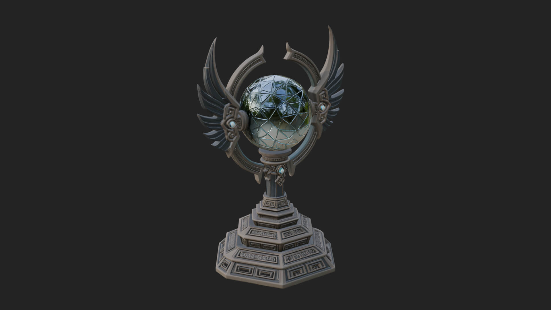 Winged Crystal Orb Stand Model Design 4 3D Print Model 3D Model