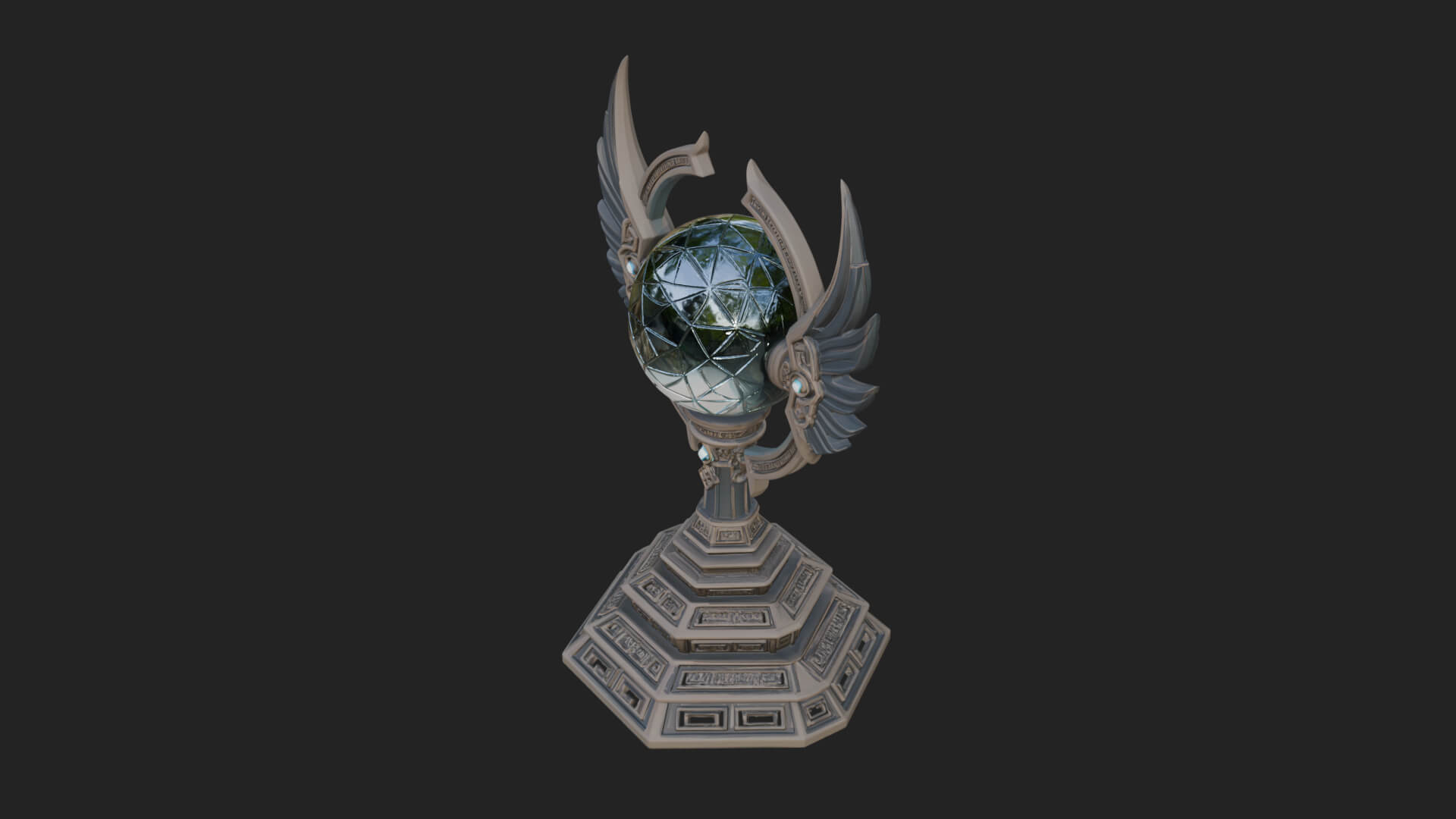 Winged Crystal Orb Stand Model Design 4 3D Print Model 3D Model