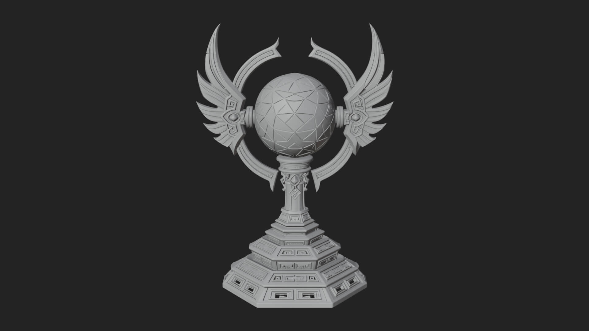 Winged Crystal Orb Stand Model Design 4 3D Print Model 3D Model