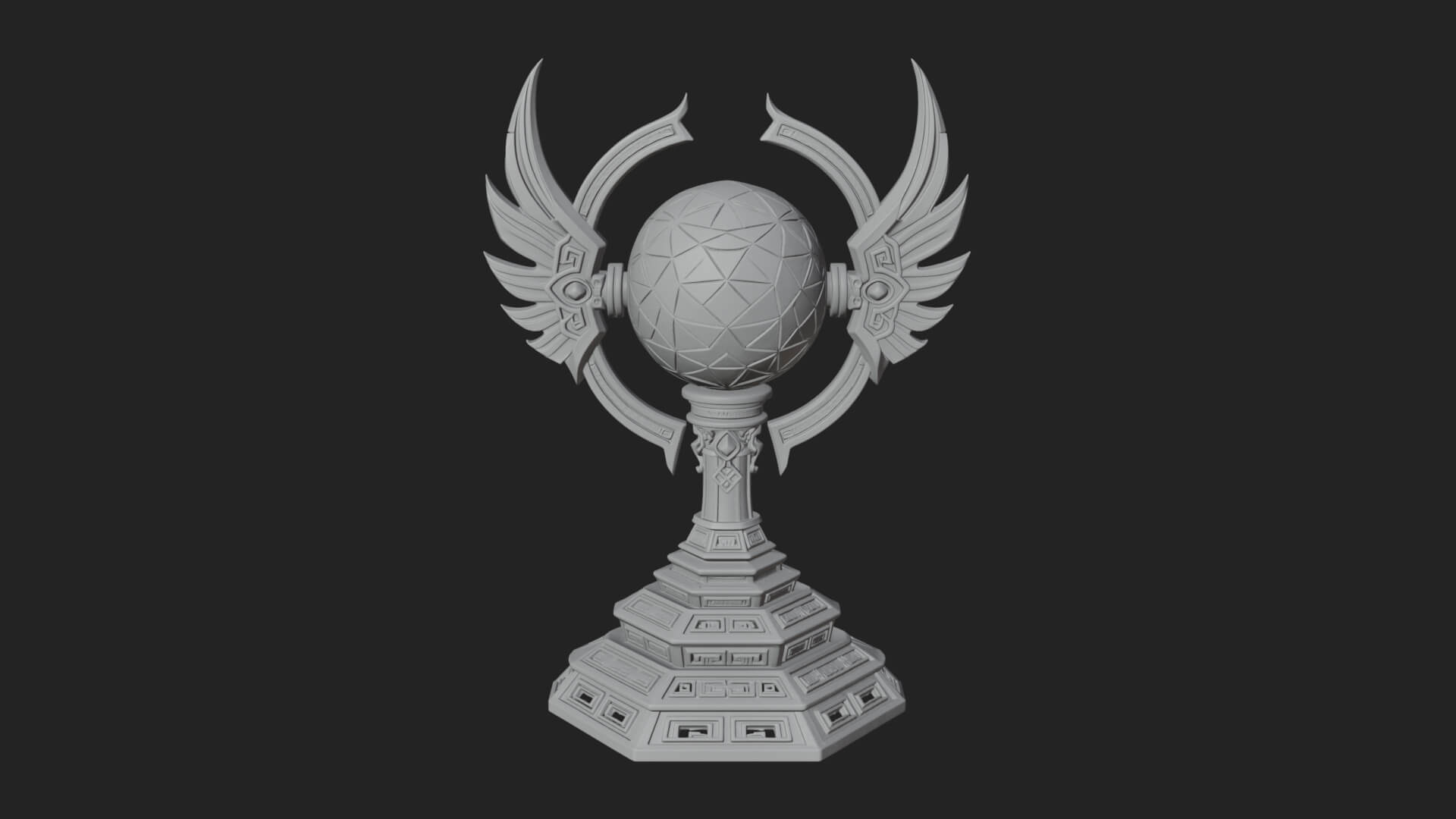 Winged Crystal Orb Stand Model Design 4 3D Print Model 3D Model