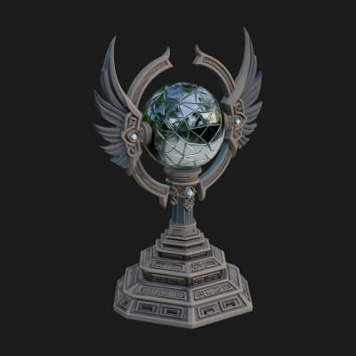 Winged Crystal Orb Stand Model Design 4 3D Print Model