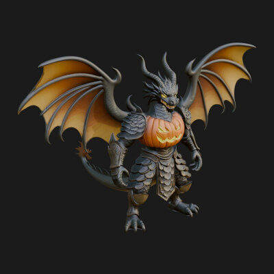 Winged Dragon Demon Statue Design 10 3D Print Model
