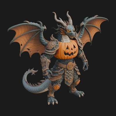 Winged Dragon Demon Statue Design 11 3D Print Model