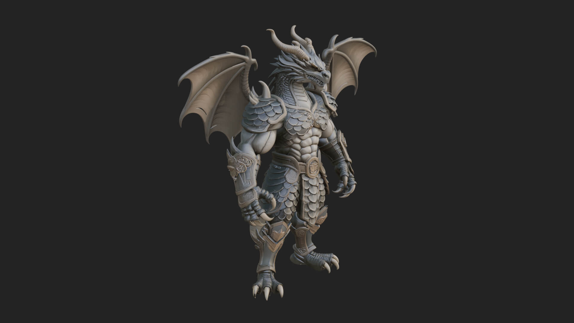Winged Dragon Demon Statue Design 13 3D Print Model 3D Model
