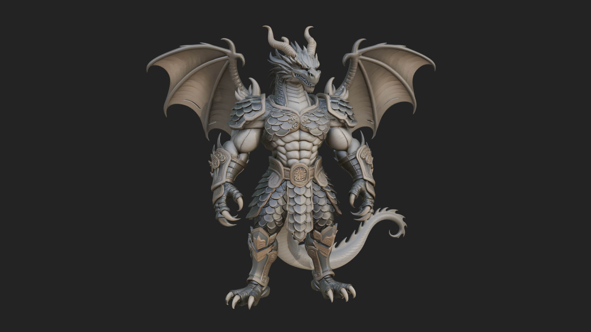 Winged Dragon Demon Statue Design 13 3D Print Model 3D Model