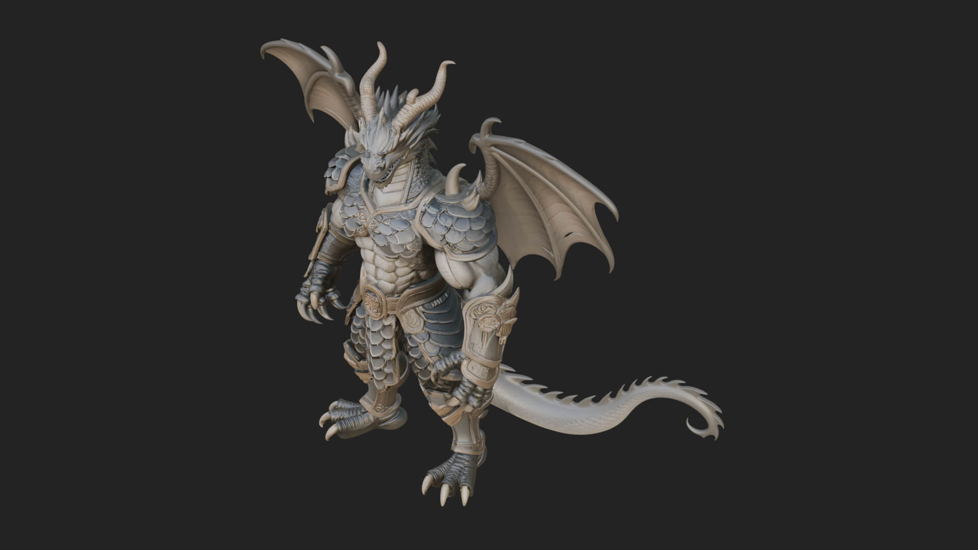 Winged Dragon Demon Statue Design 13 3D Print Model 3D Model