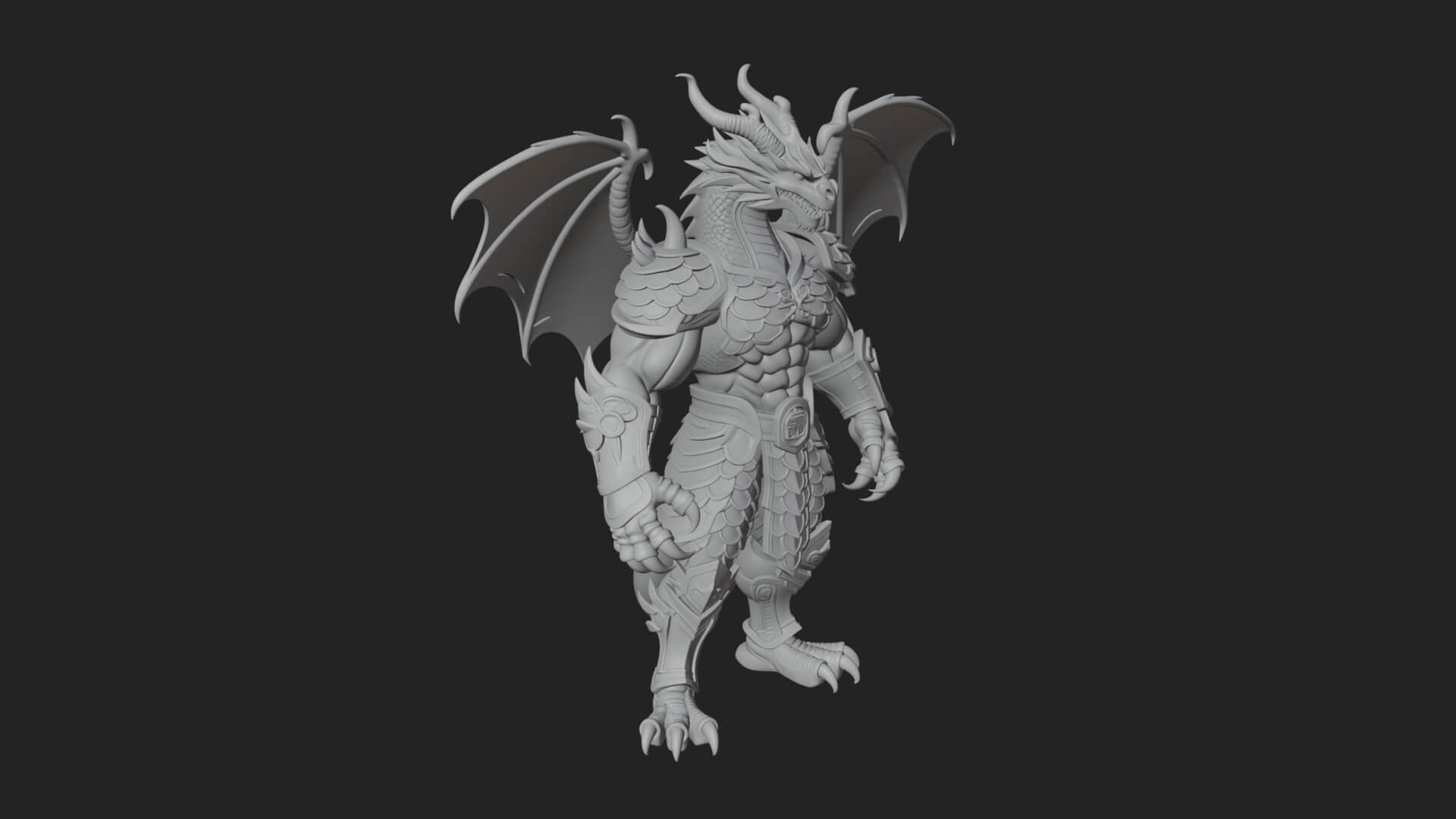 Winged Dragon Demon Statue Design 13 3D Print Model 3D Model