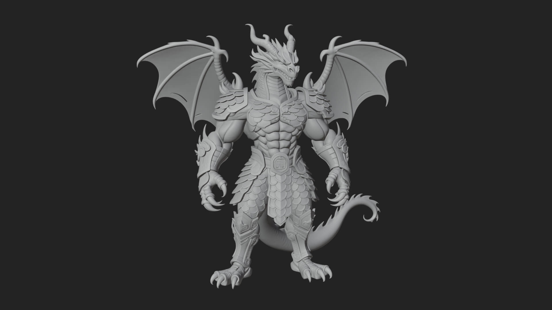 Winged Dragon Demon Statue Design 13 3D Print Model 3D Model
