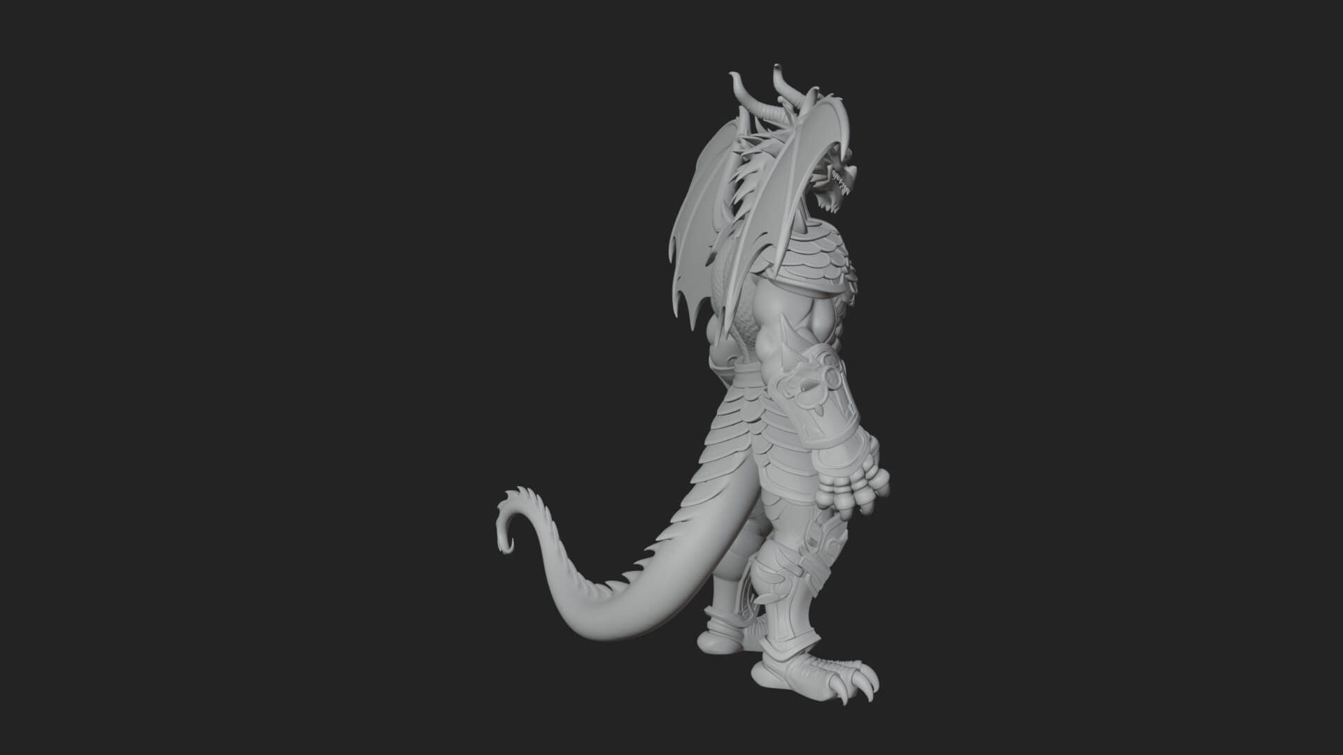 Winged Dragon Demon Statue Design 13 3D Print Model 3D Model