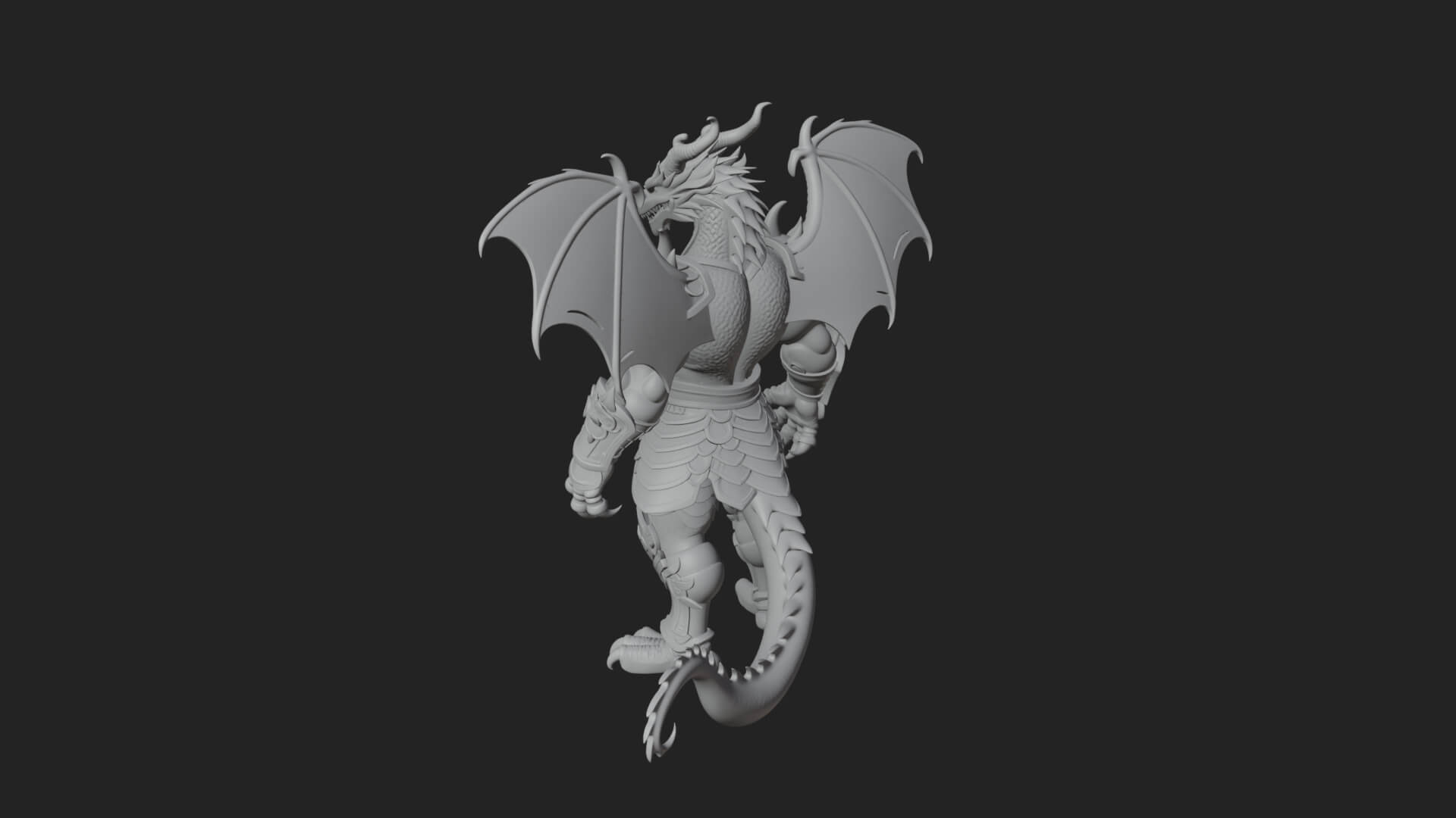 Winged Dragon Demon Statue Design 13 3D Print Model 3D Model