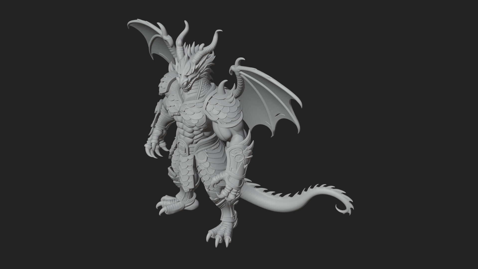 Winged Dragon Demon Statue Design 13 3D Print Model 3D Model