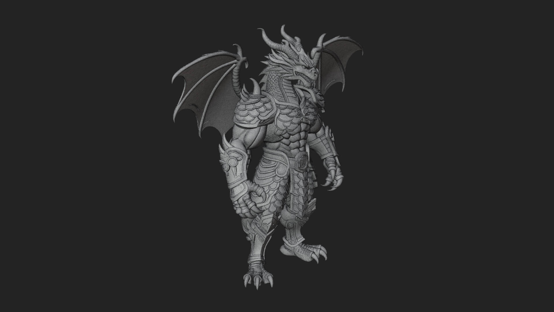 Winged Dragon Demon Statue Design 13 3D Print Model 3D Model