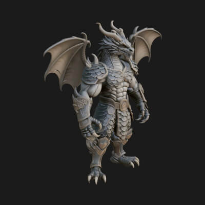Winged Dragon Demon Statue Design 13 3D Print Model