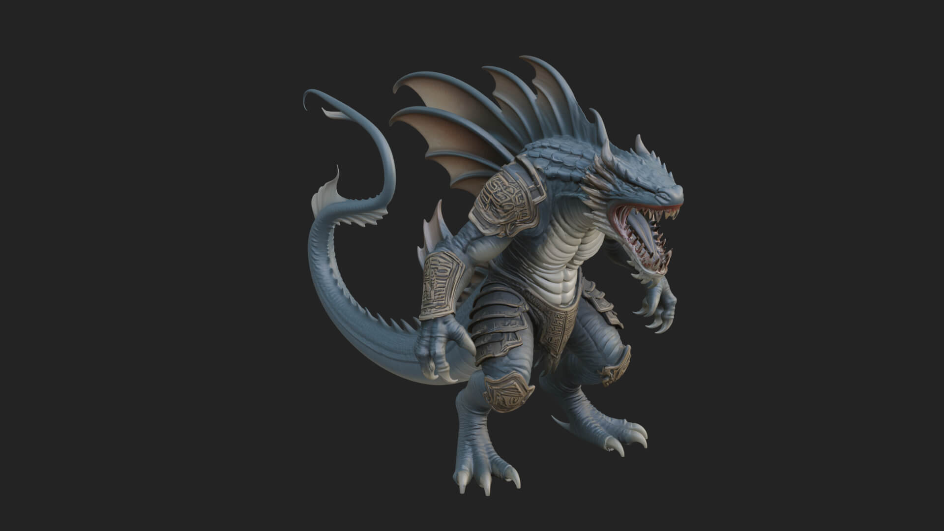 Winged Dragon Demon Statue Design 14 3D Print Model 3D Model