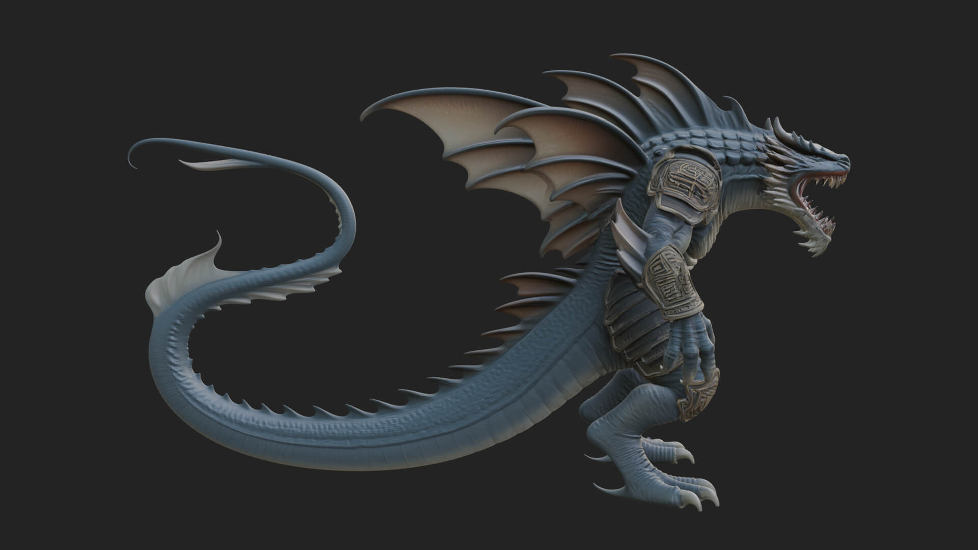 Winged Dragon Demon Statue Design 14 3D Print Model 3D Model
