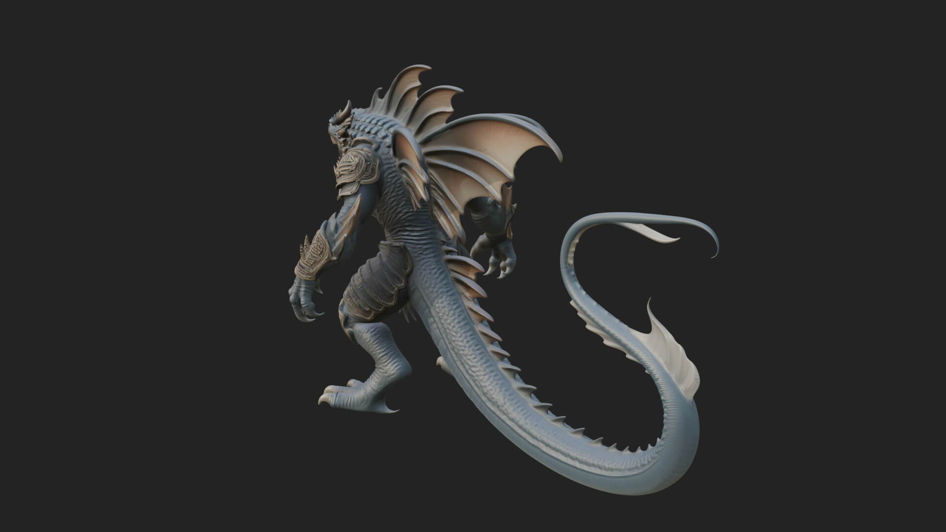 Winged Dragon Demon Statue Design 14 3D Print Model 3D Model