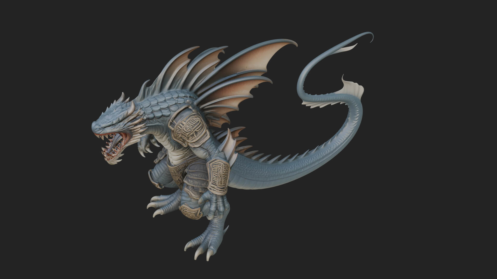 Winged Dragon Demon Statue Design 14 3D Print Model 3D Model
