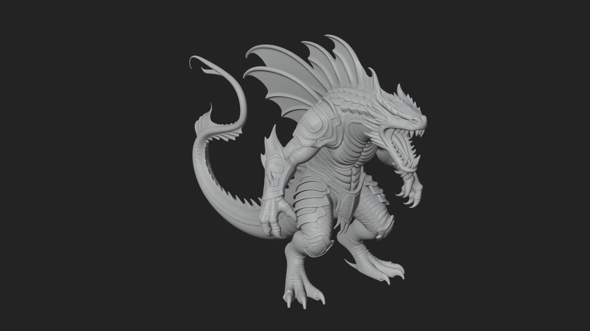 Winged Dragon Demon Statue Design 14 3D Print Model 3D Model