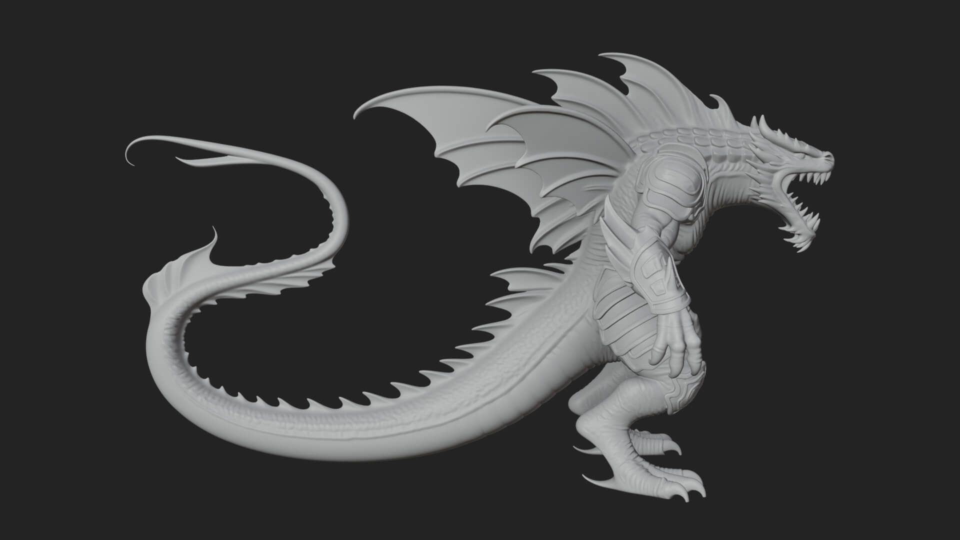 Winged Dragon Demon Statue Design 14 3D Print Model 3D Model