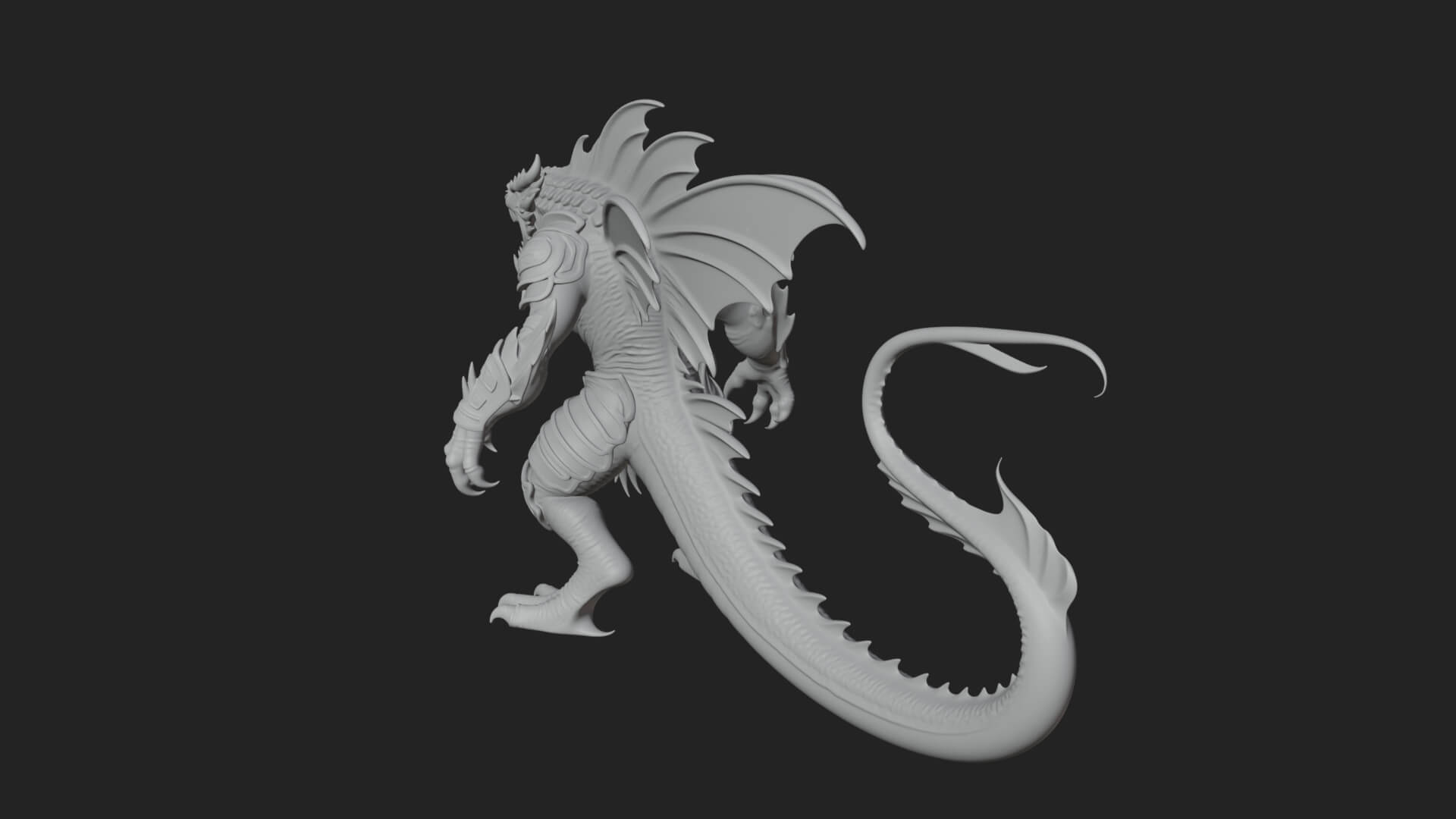 Winged Dragon Demon Statue Design 14 3D Print Model 3D Model