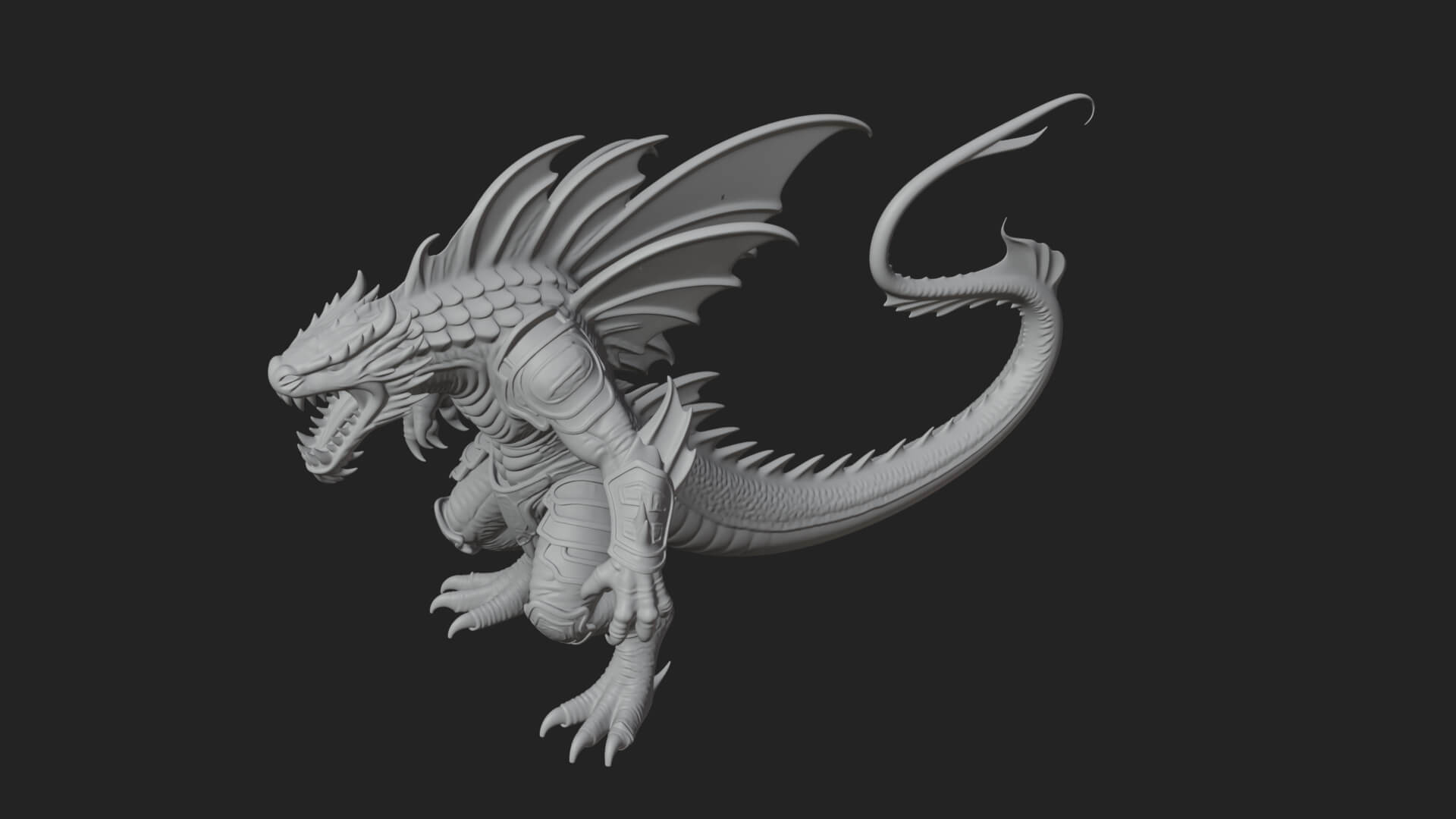 Winged Dragon Demon Statue Design 14 3D Print Model 3D Model