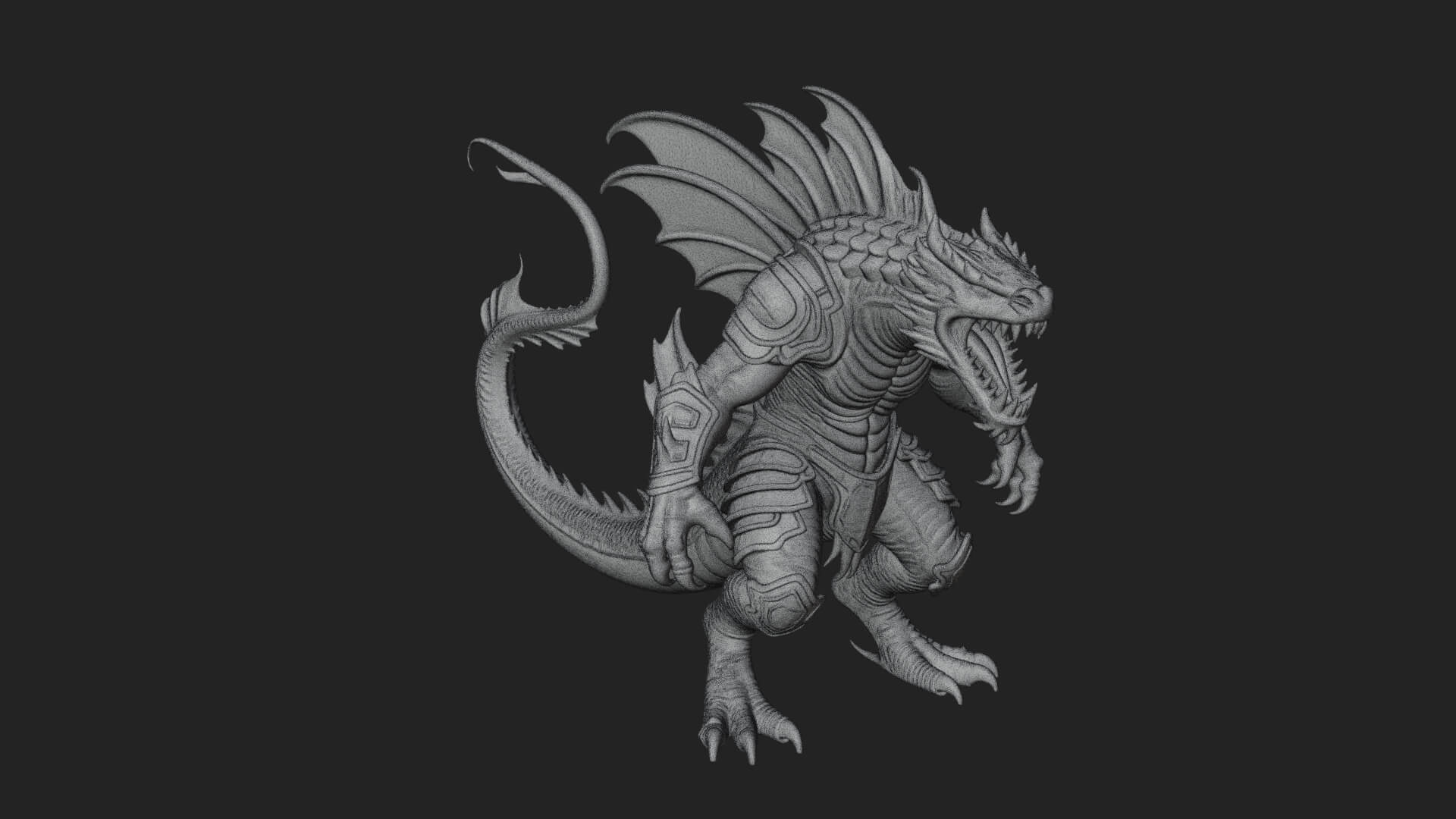Winged Dragon Demon Statue Design 14 3D Print Model 3D Model