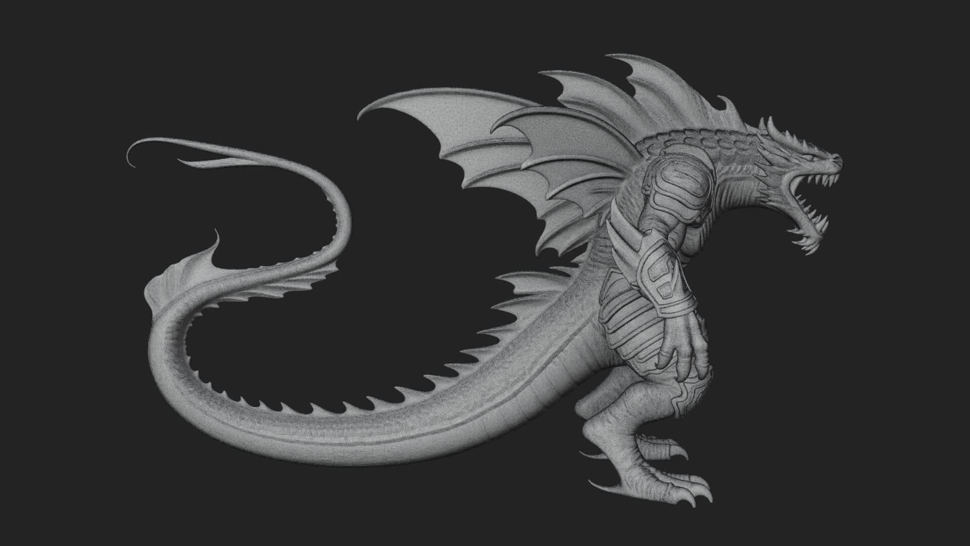 Winged Dragon Demon Statue Design 14 3D Print Model 3D Model