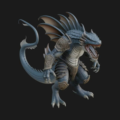 Winged Dragon Demon Statue Design 14 3D Print Model