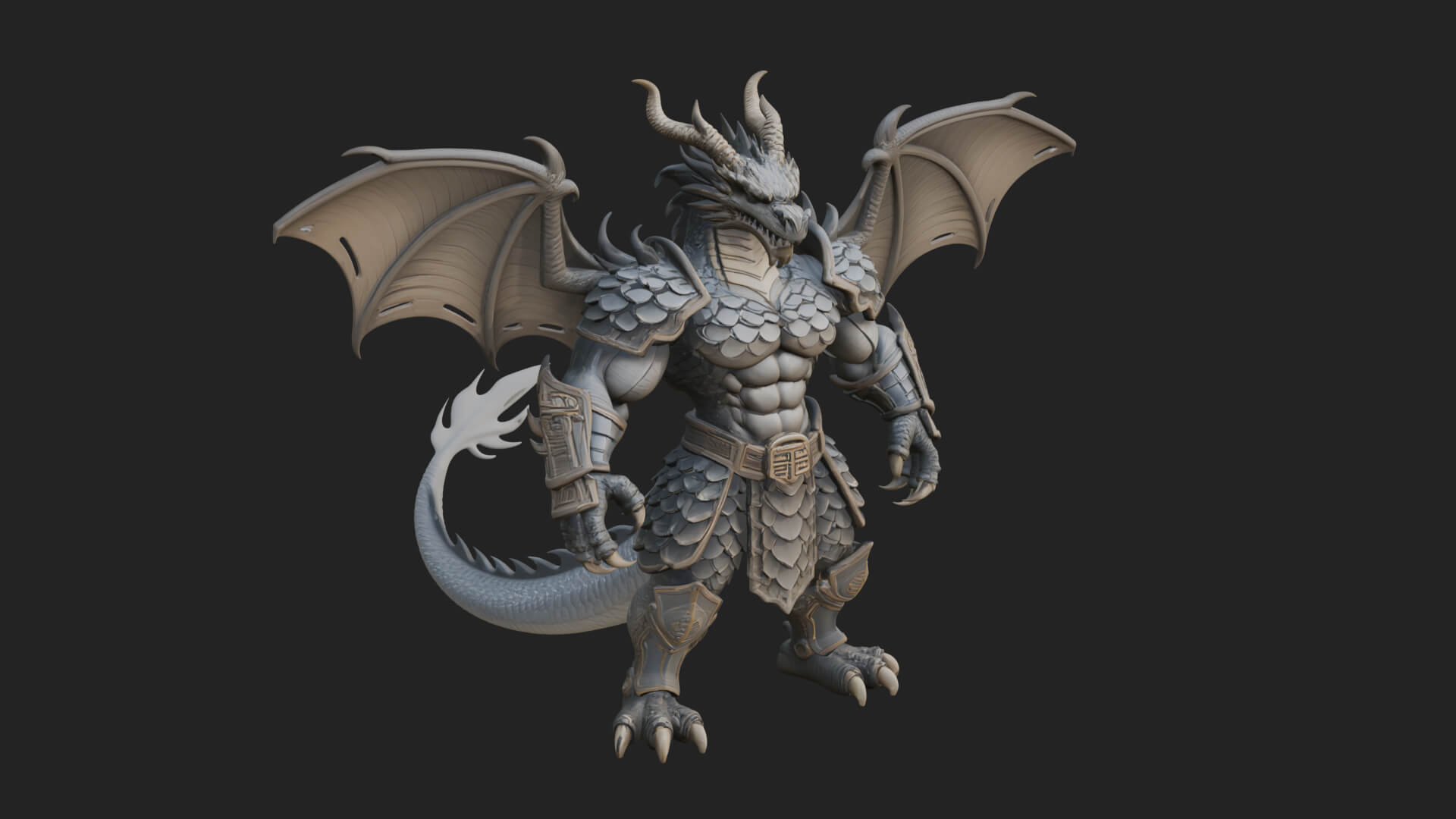 Winged Dragon Demon Statue Design 15 3D Print Model 3D Model