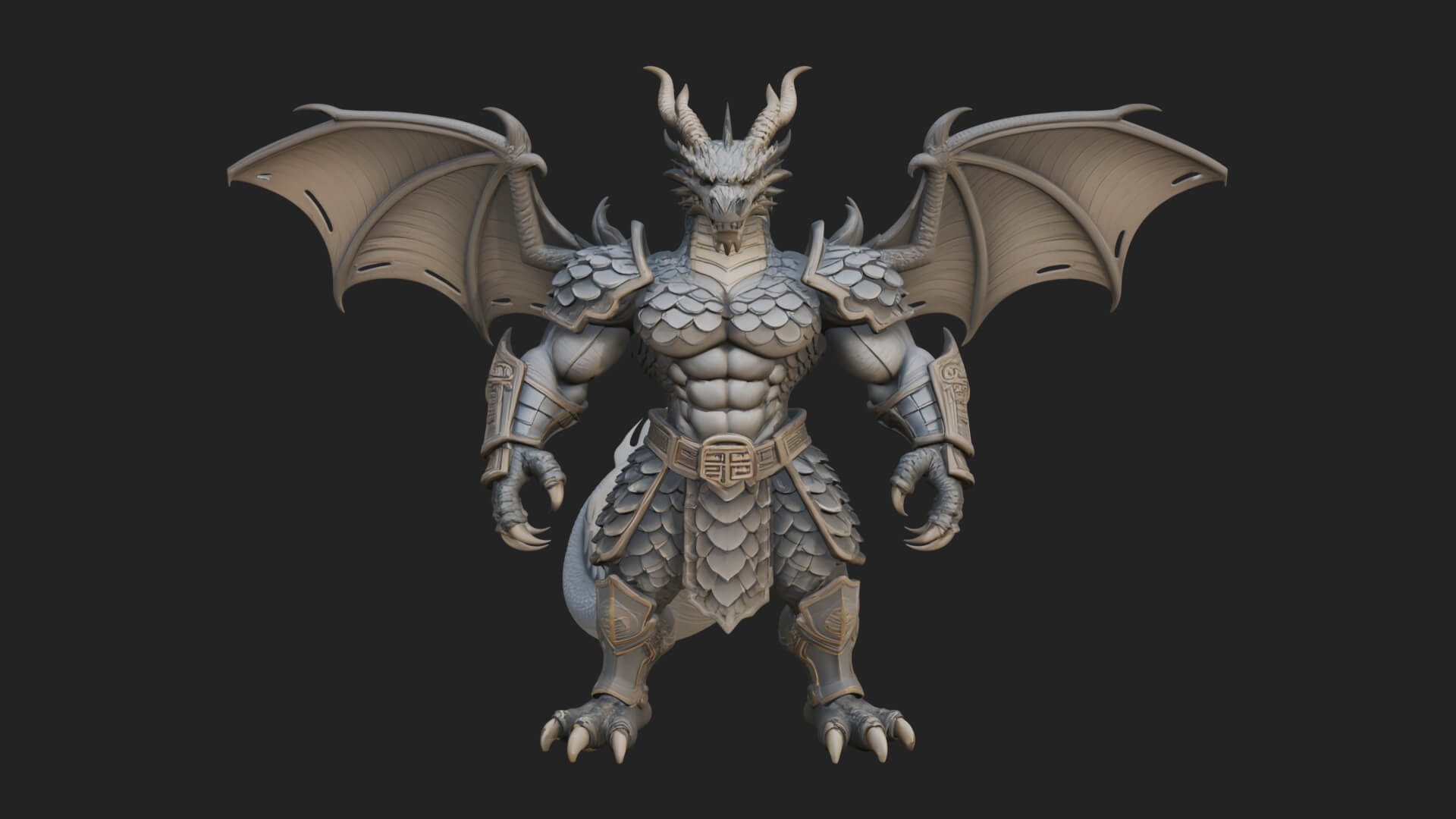 Winged Dragon Demon Statue Design 15 3D Print Model 3D Model