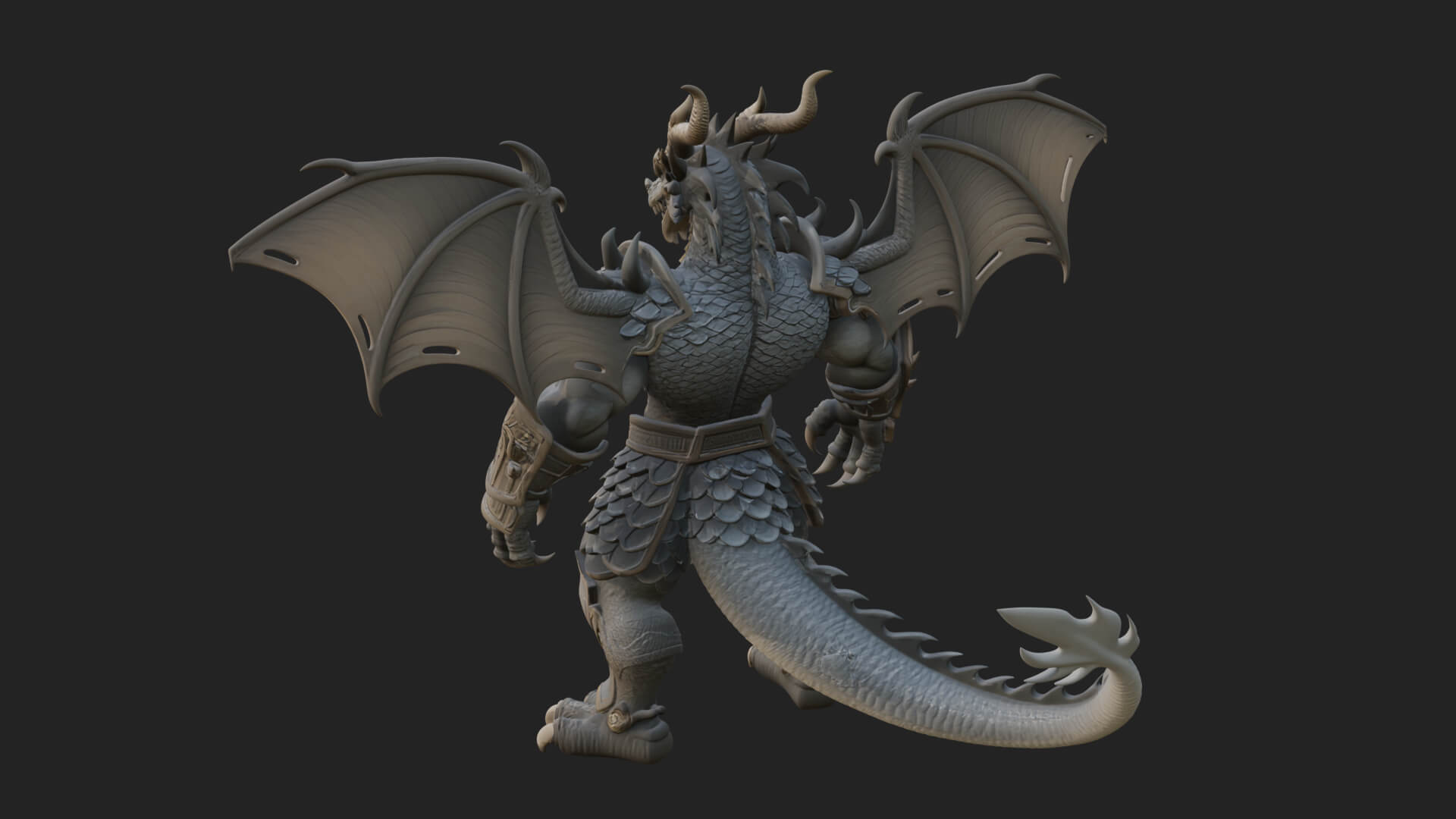 Winged Dragon Demon Statue Design 15 3D Print Model 3D Model