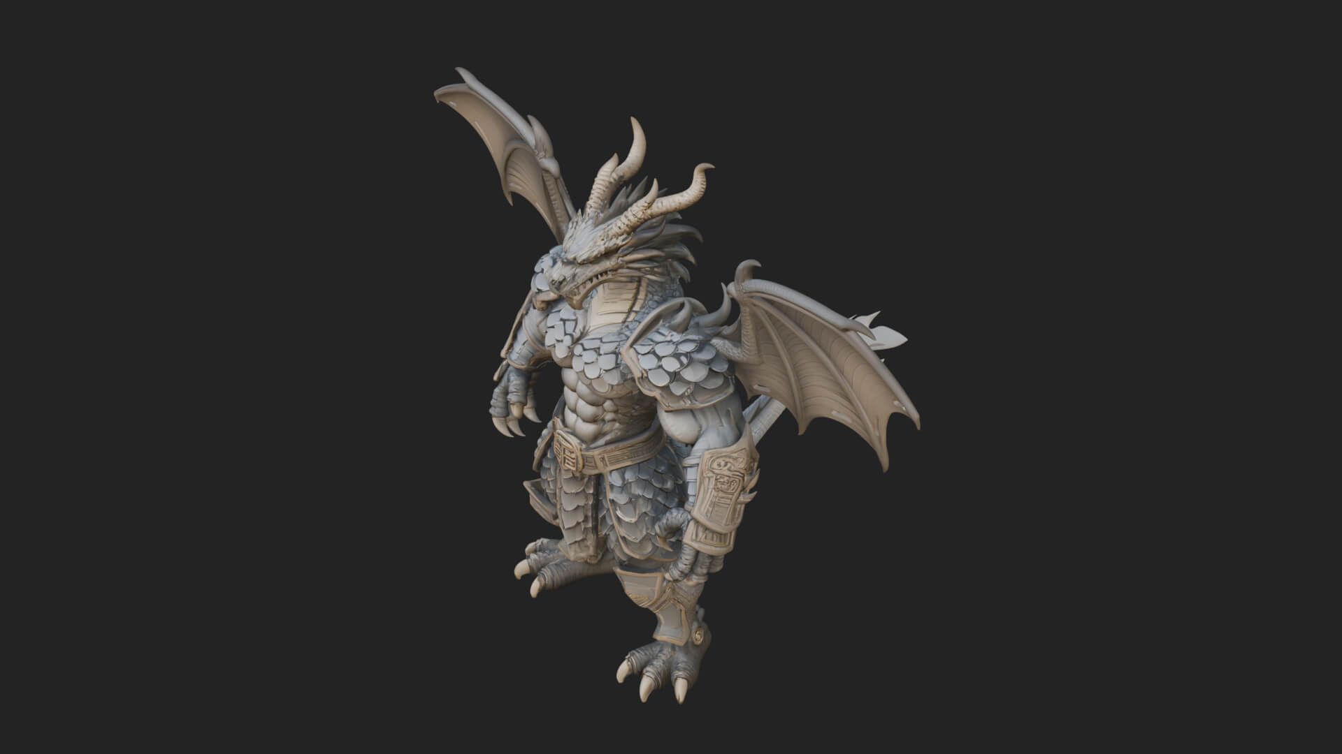 Winged Dragon Demon Statue Design 15 3D Print Model 3D Model