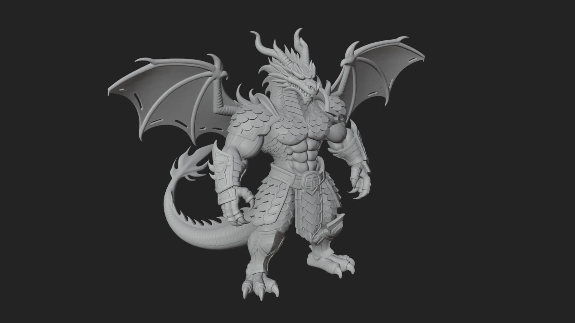 Winged Dragon Demon Statue Design 15 3D Print Model 3D Model