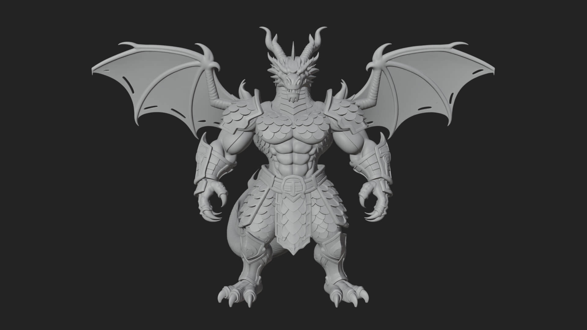Winged Dragon Demon Statue Design 15 3D Print Model 3D Model