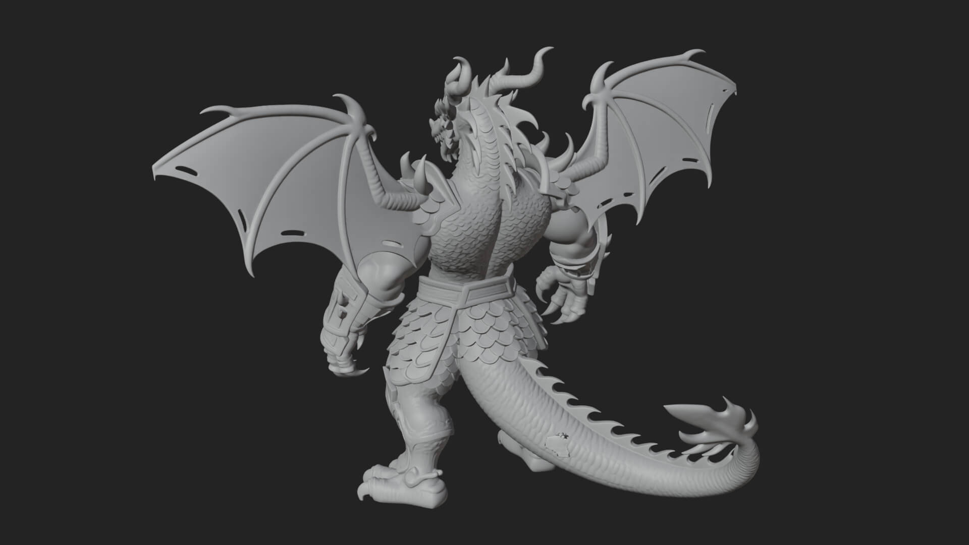 Winged Dragon Demon Statue Design 15 3D Print Model 3D Model