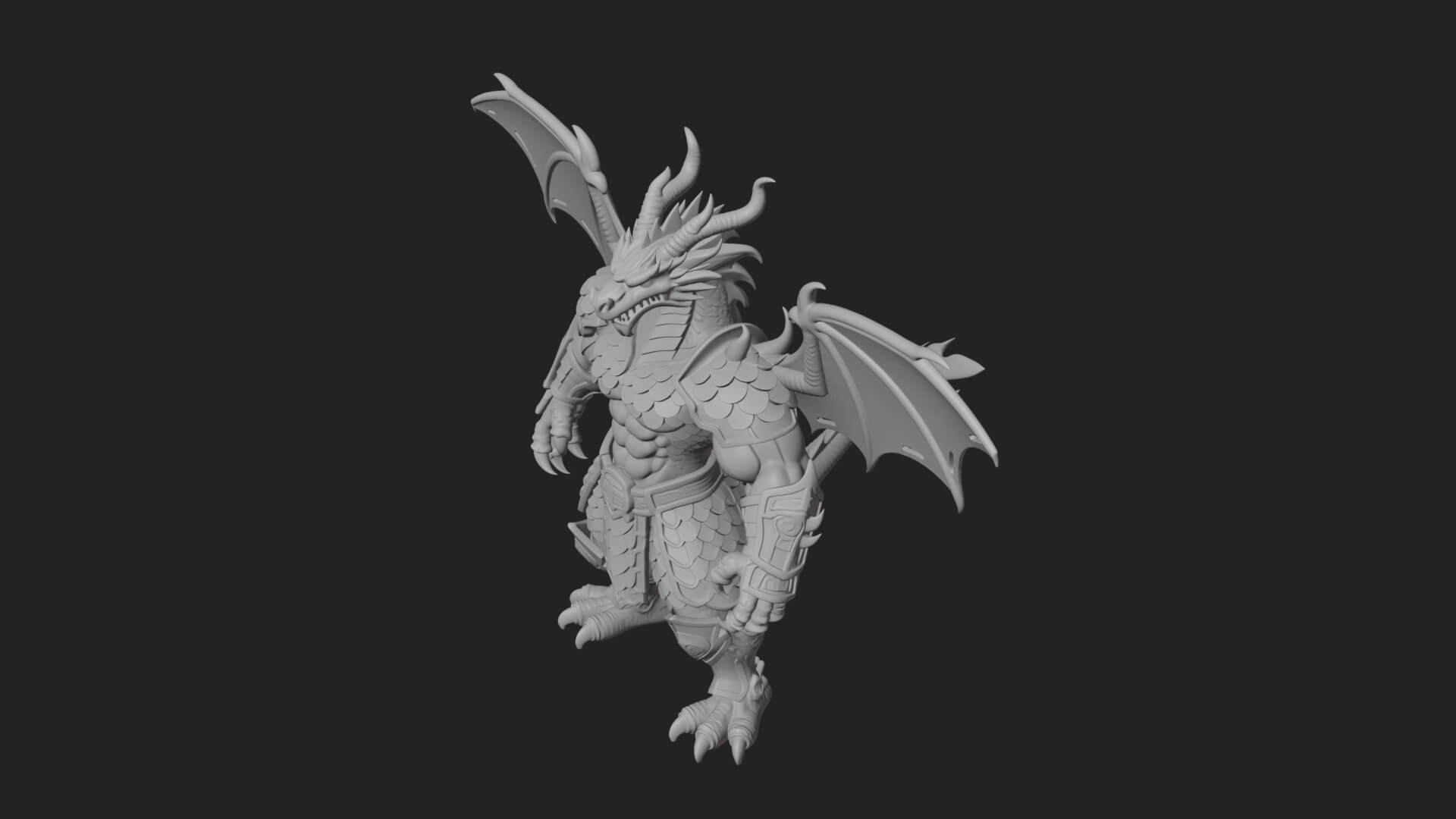 Winged Dragon Demon Statue Design 15 3D Print Model 3D Model