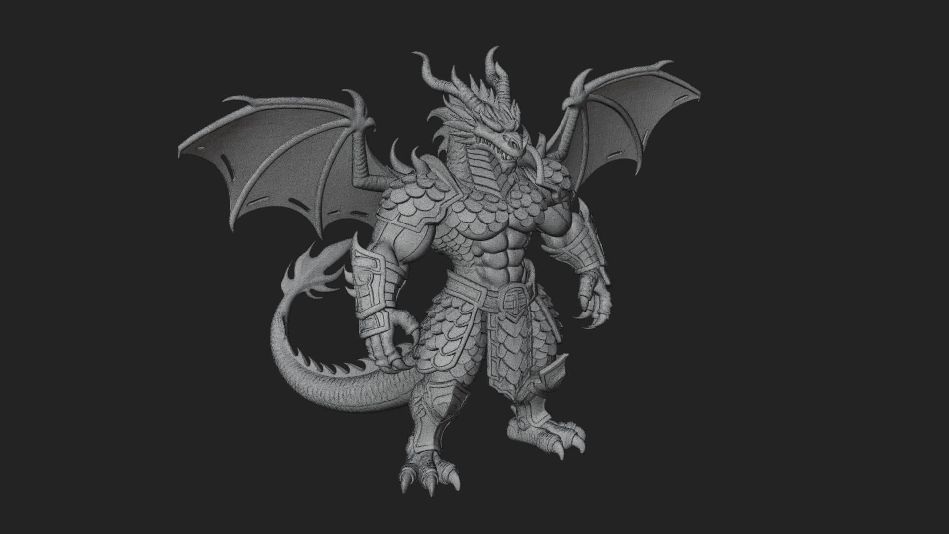 Winged Dragon Demon Statue Design 15 3D Print Model 3D Model