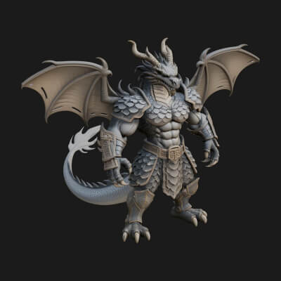 Winged Dragon Demon Statue Design 15 3D Print Model