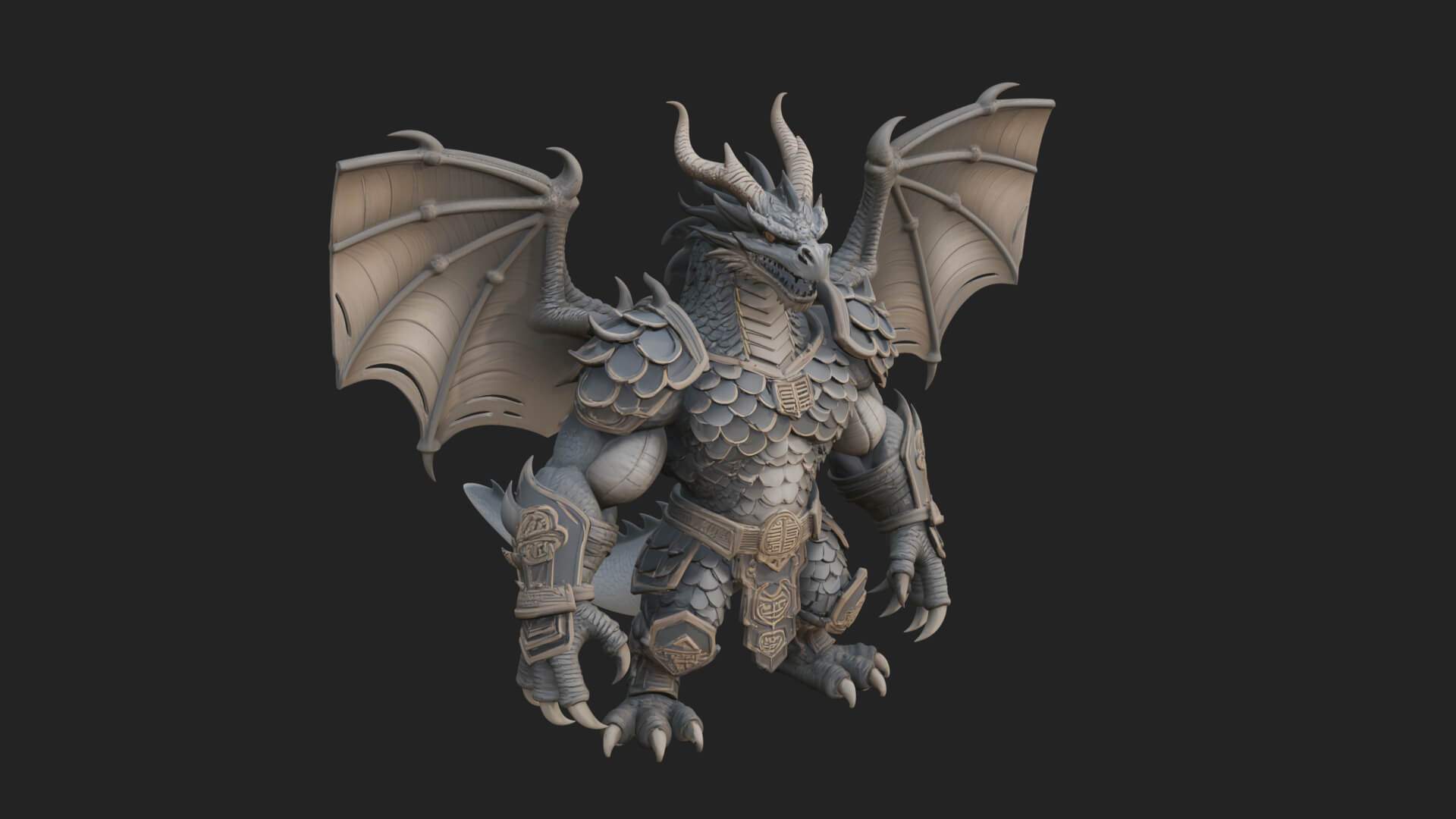 Winged Dragon Demon Statue Design 16 3D Print Model 3D Model