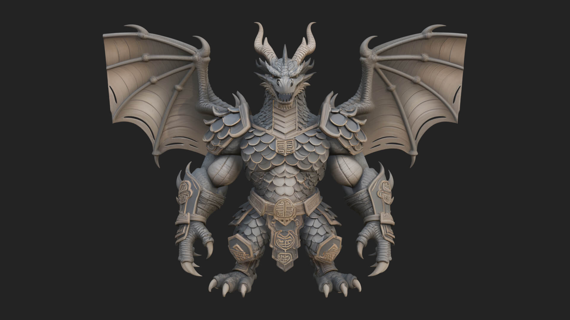Winged Dragon Demon Statue Design 16 3D Print Model 3D Model