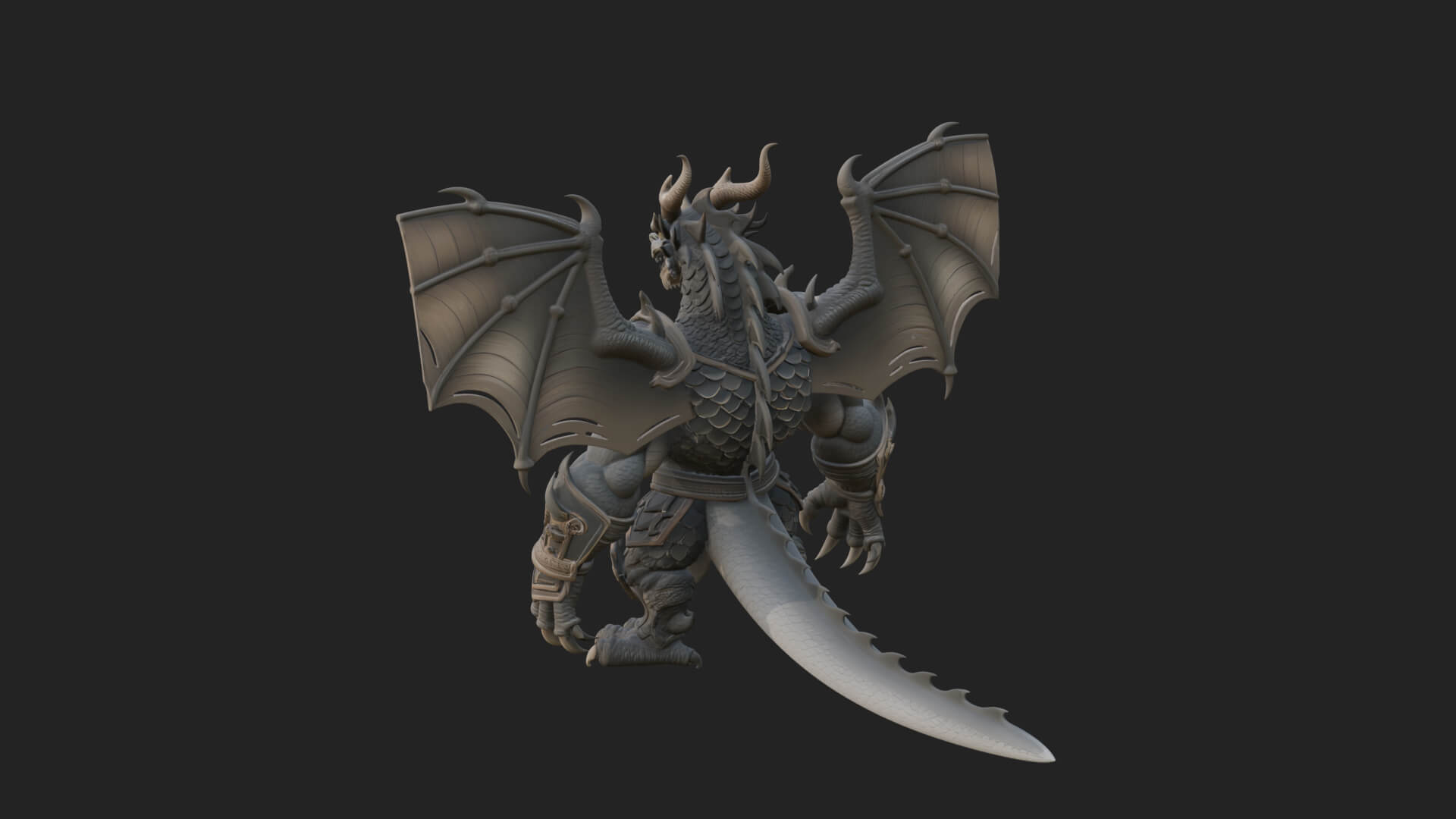 Winged Dragon Demon Statue Design 16 3D Print Model 3D Model